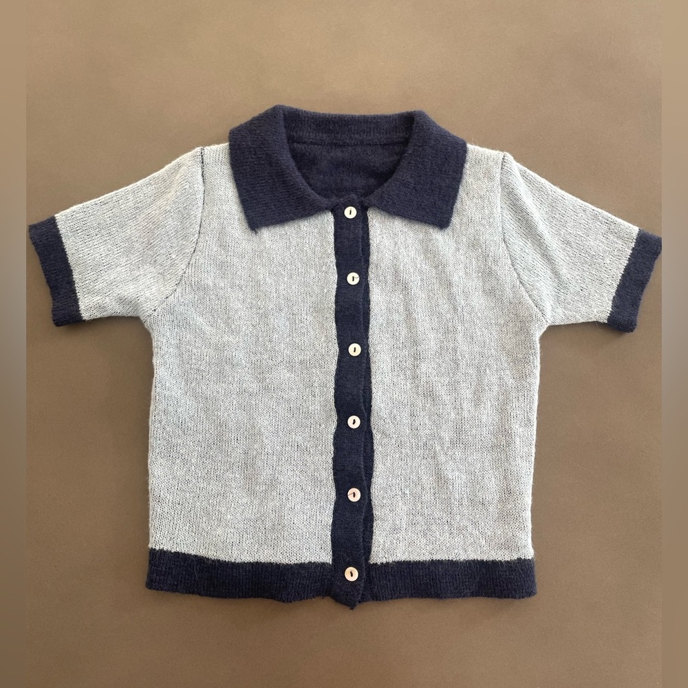 Commense Retro Memory Collared Knit Top Small